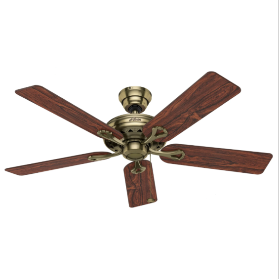 Hunter Fans Savoy 52" Ceiling Fan Antique Brass with Rosewood Blades