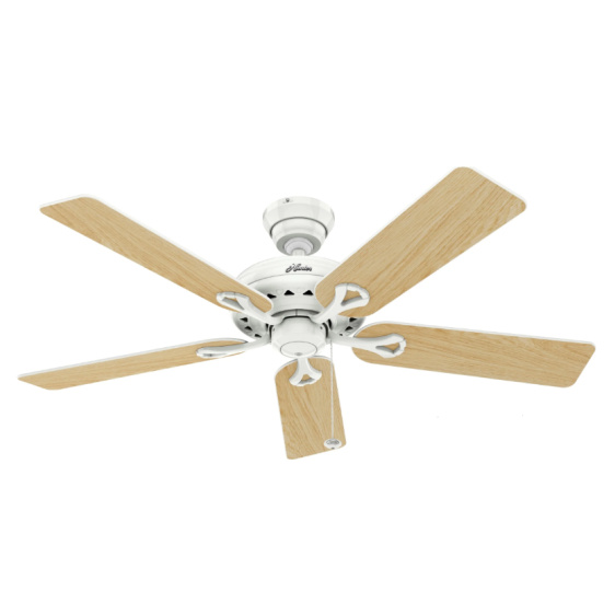 Hunter Fans Savoy 52" Ceiling Fan White With Light Oak Blades
