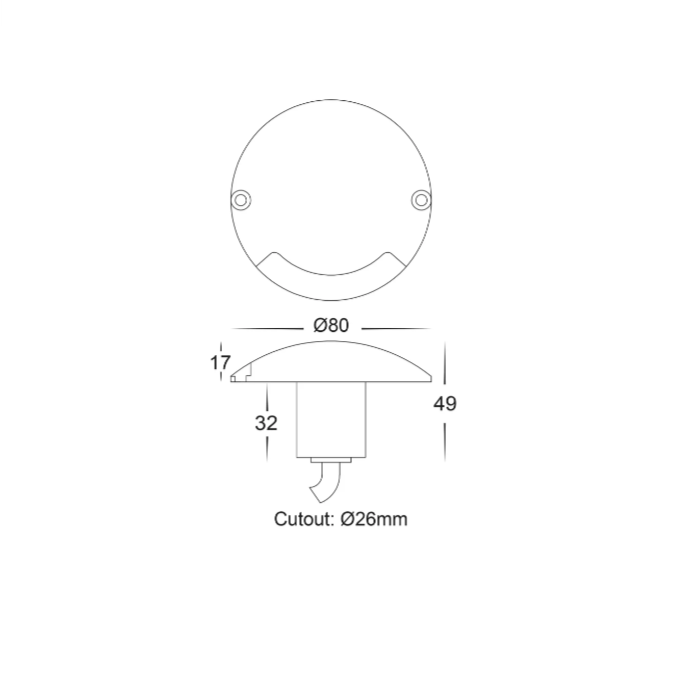 Havit Lighting Dome Recessed One Way Deck Light Silver Warm White Dimensions