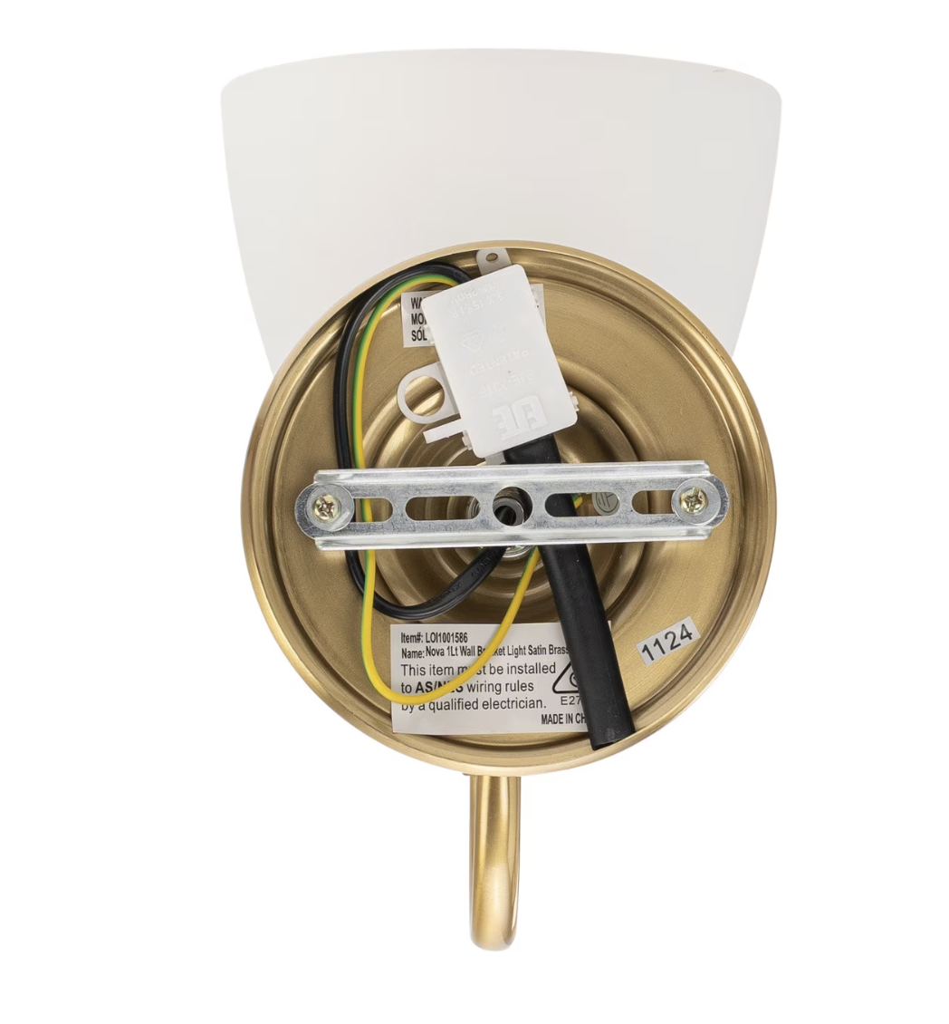 Nova 1 Light Wall Light Satin Brass 1001586 - cable