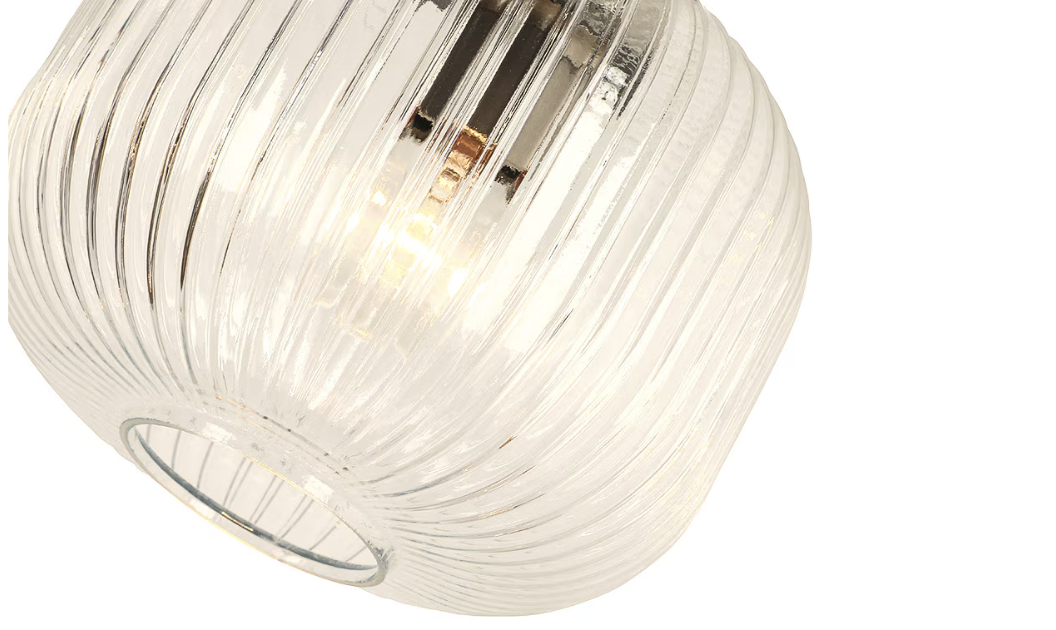 Main 1 Light Nickel / Clear Ribbed Pendant 1001611 - close up