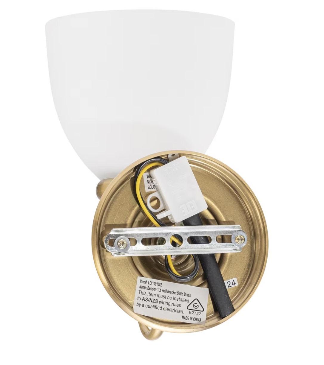 Benson 1 Light Wall Light - Satin Brass 1001582 - cable