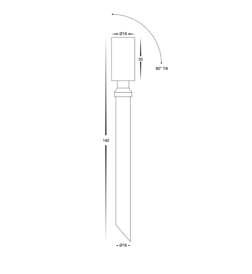 HV1433T-WHT- Spar 0.5w Alum Spike/Surface Mnt Spot/Light - dimensions spike
