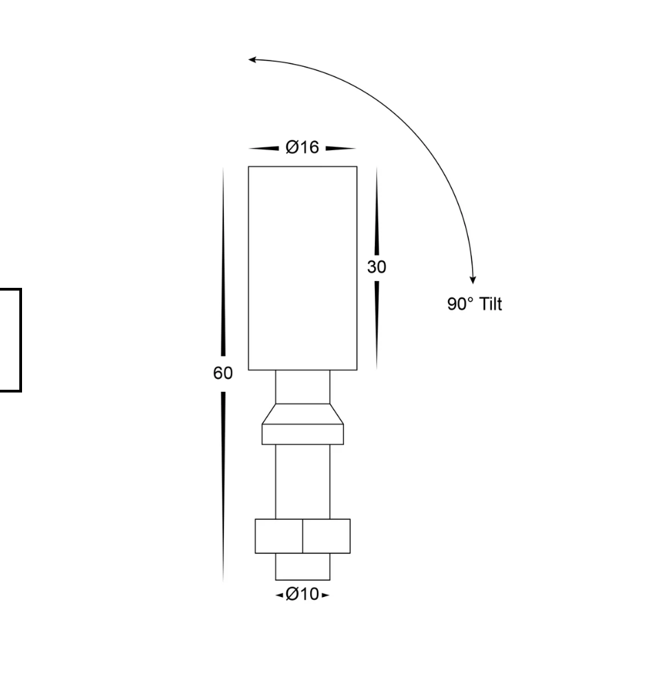 HV1433T-WHT- Spar 0.5w Alum Spike/Surface Mnt Spot/Light - dimensions surface mount