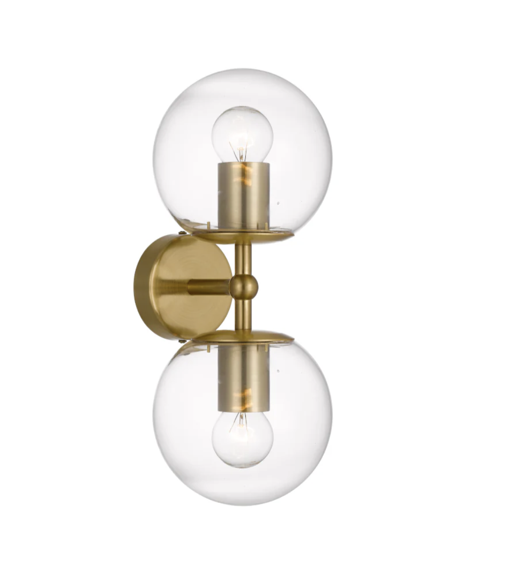 Eterna Antique Gold/Clear 2LT Interior Wall Light ETERNA WB2-AGCL