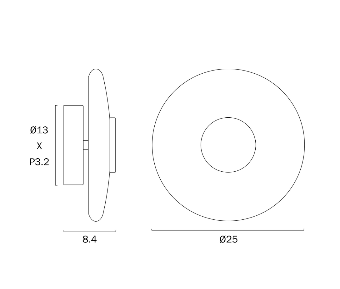 Amity Brass Matt/Opal Interior Wall Light AMITY WB25-BRSOP - dimensions