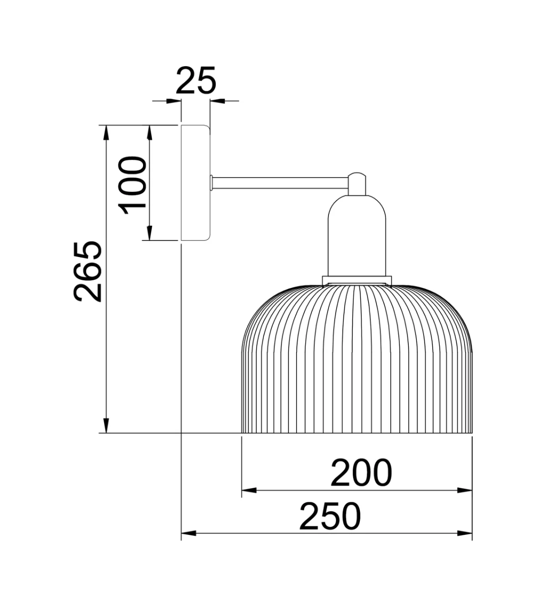 Vinta Wall Light - 3 Colours - dimensions