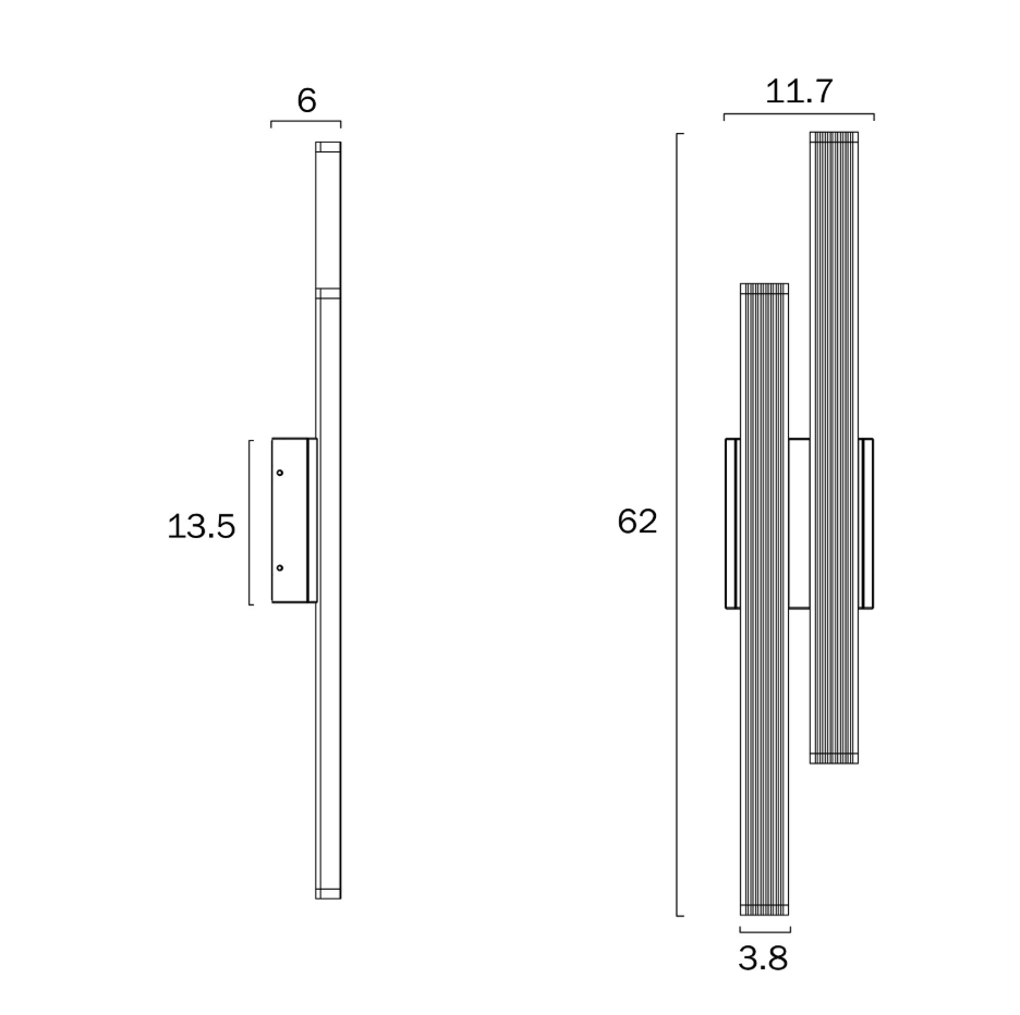 Ostel 2 Exterior Wall Light White OSTEL EX2-WH - dimensions
