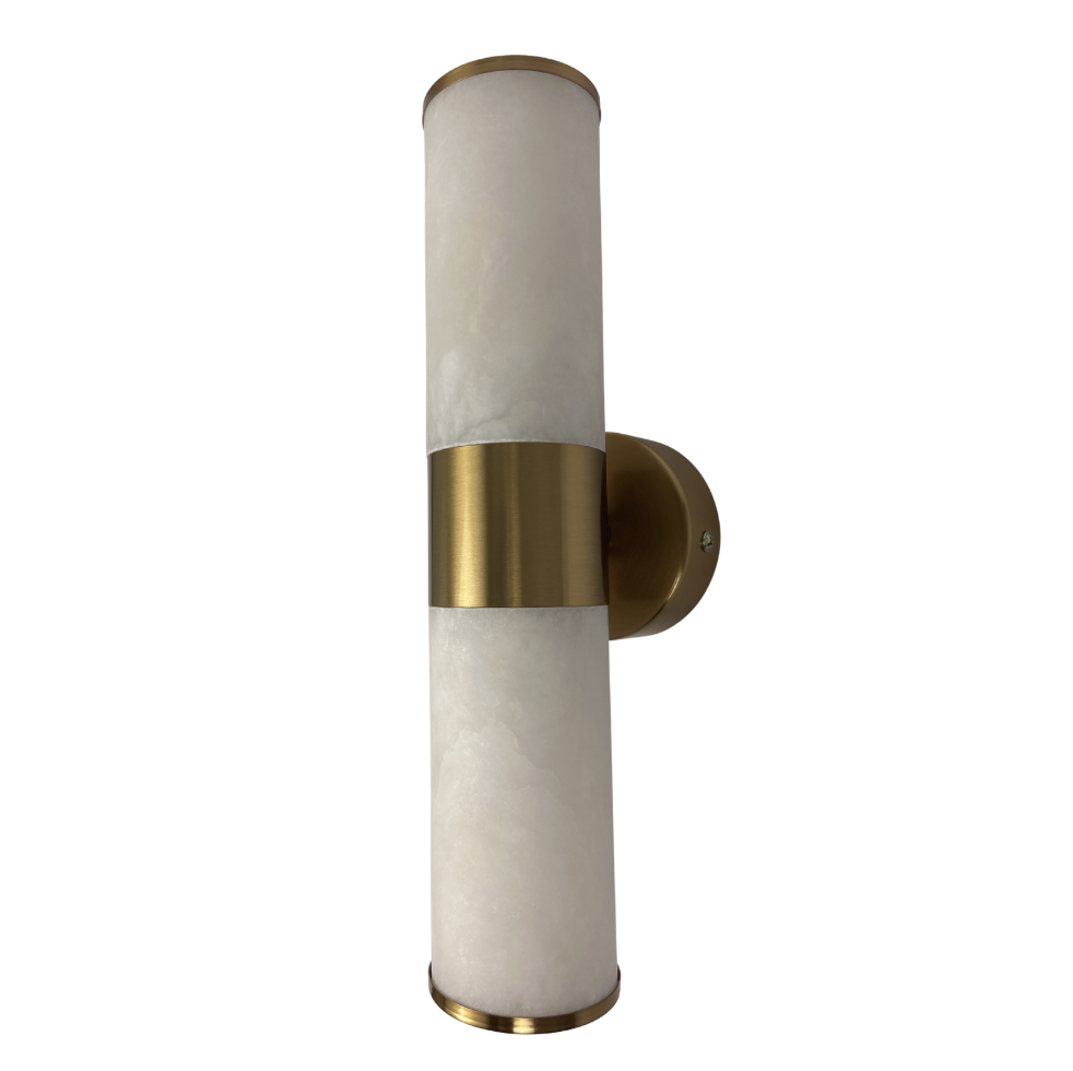 Bellano 2LT Wall Light BRS - Alabaster Stone AW-1237-BRS