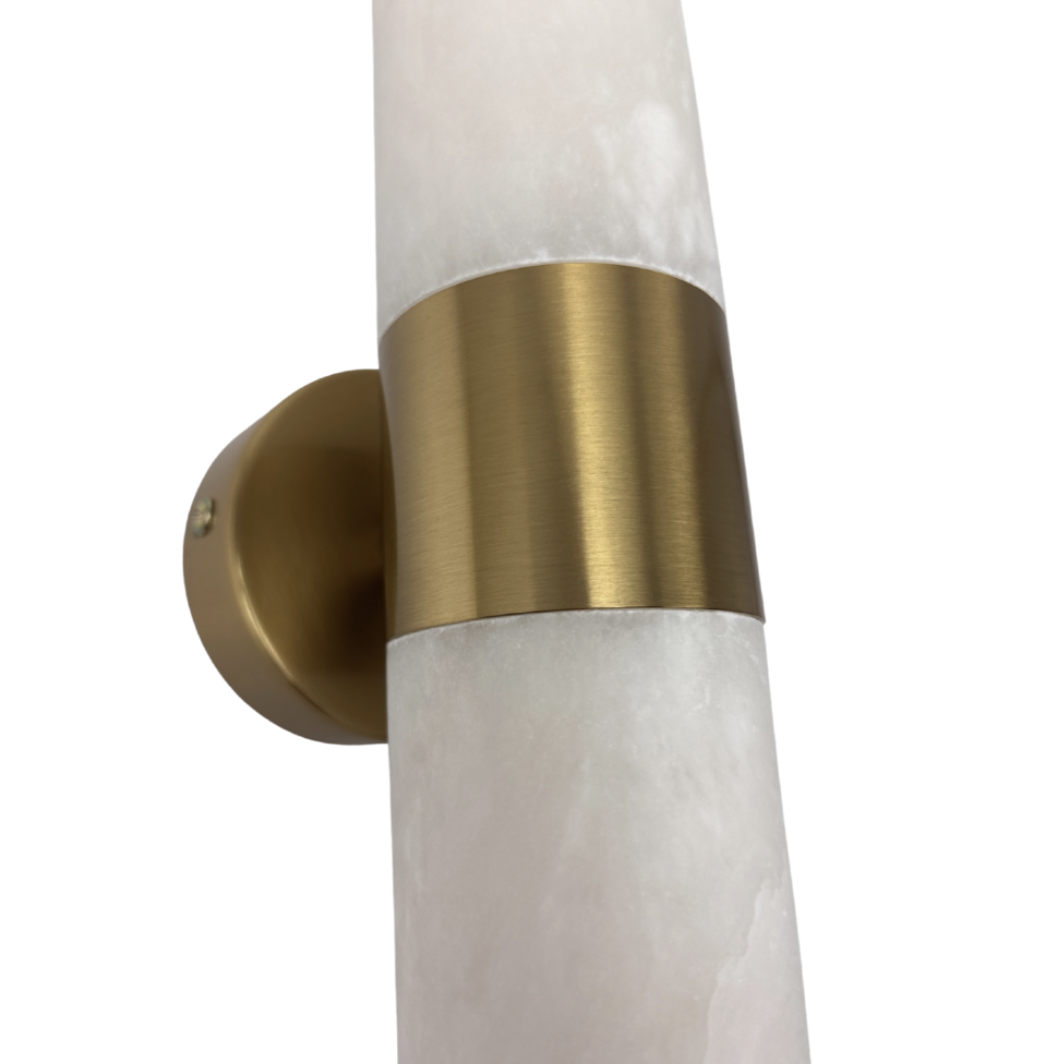 Bellano 2LT Wall Light BRS - Alabaster Stone AW-1237-BRS - close up