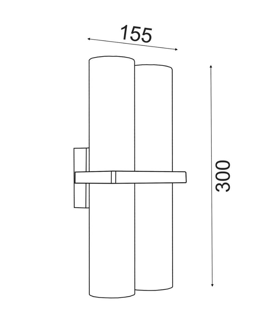 Briller02 -GU10 Up/Down Double Pillar Light Black - dimensions