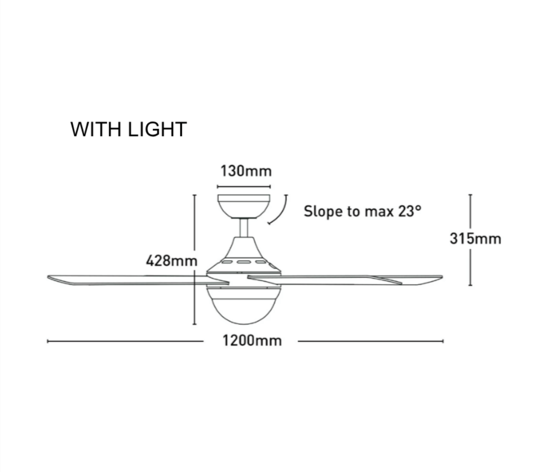 Lonsdale AC 48" White With Light FC922124WH - dimensions