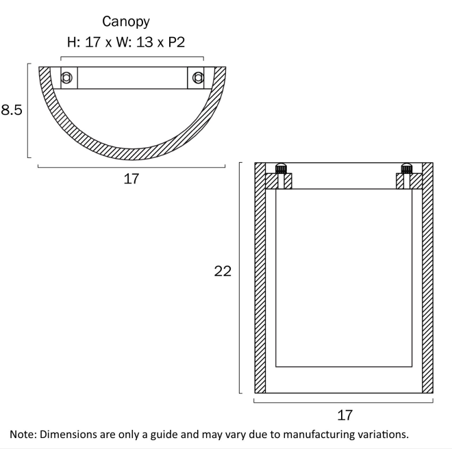 Etruso Travertine Wall Light IP20 - GU10 - dimensions