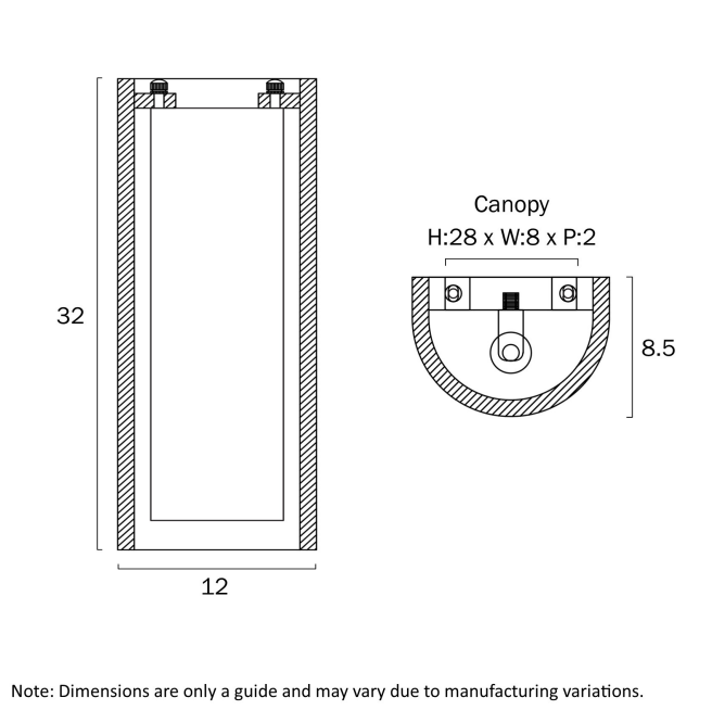 Impero Wall Light IP20 - E14 - dimensions