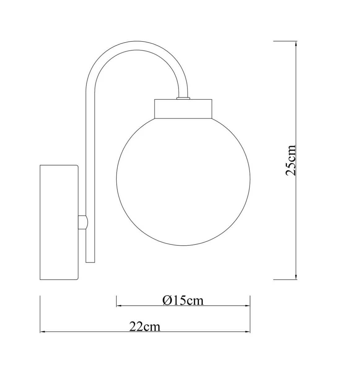 Rhea Rechargeable Wall Light - Brass Opal - dimensions