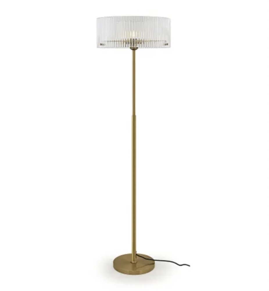 Medici 400mm Round Glass Floor Lamp - Gold- E27 - 