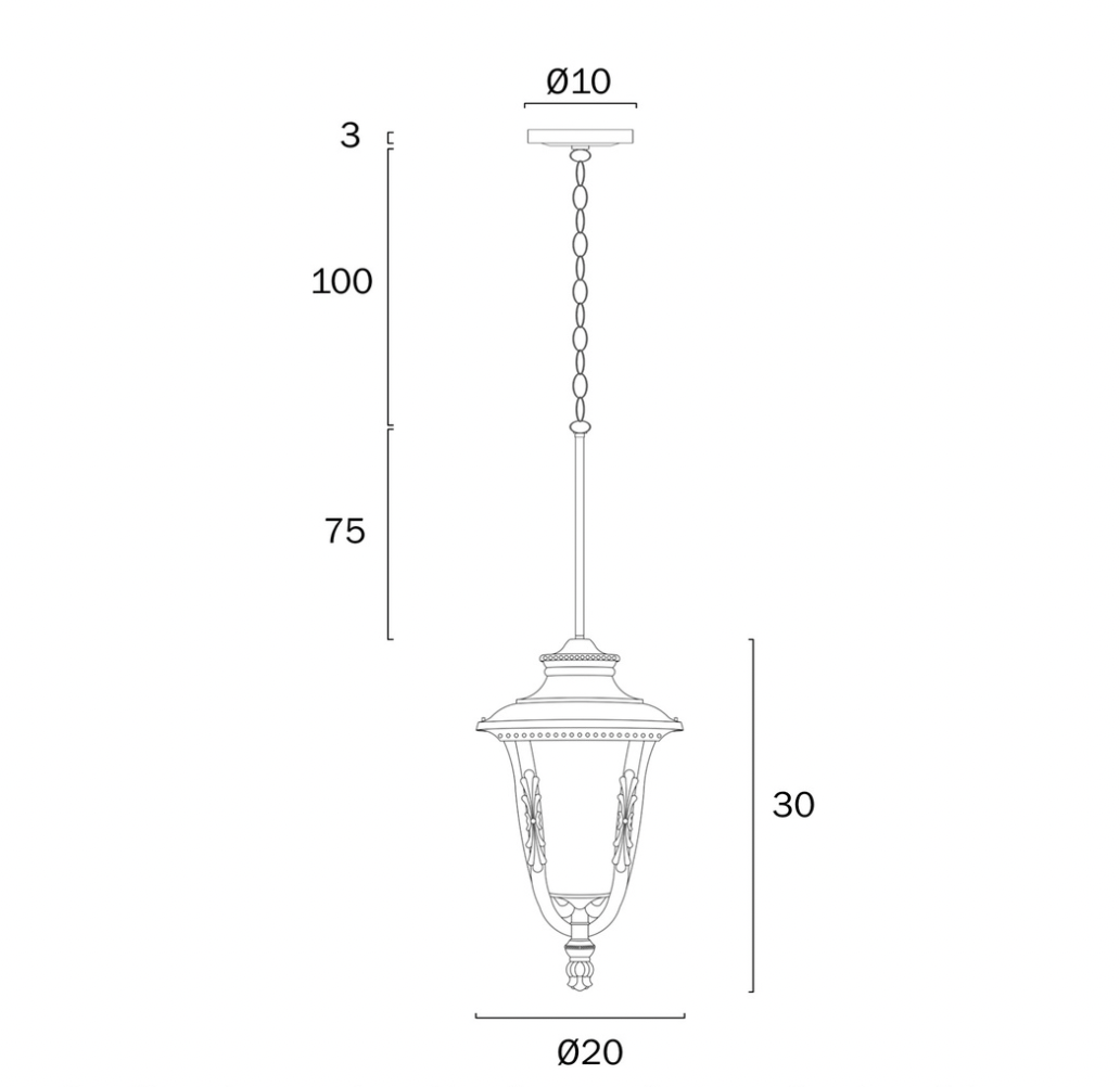 Ramiro 20 Pendant Black IP44 - dimensions
