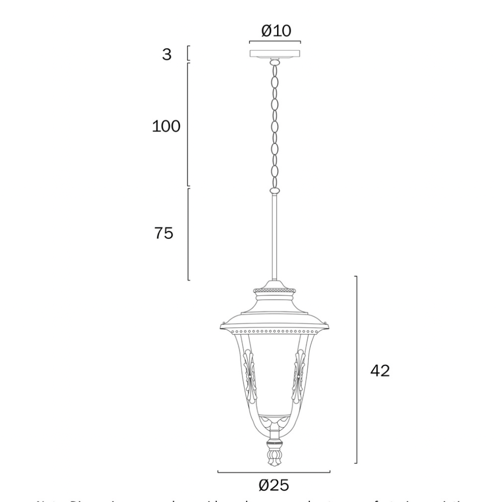 Ramiro 25 Black Pendant Light Large - dimensions