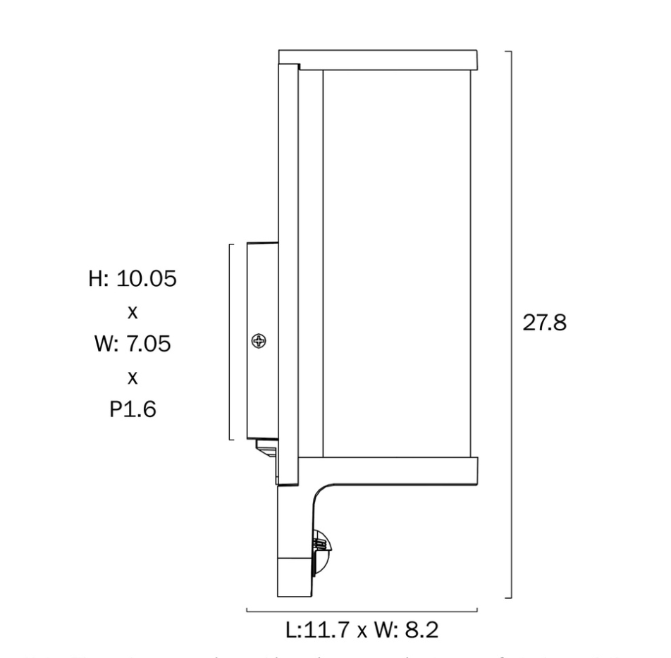 Thirlo Black Exterior Sensor Wall Light - dimensions