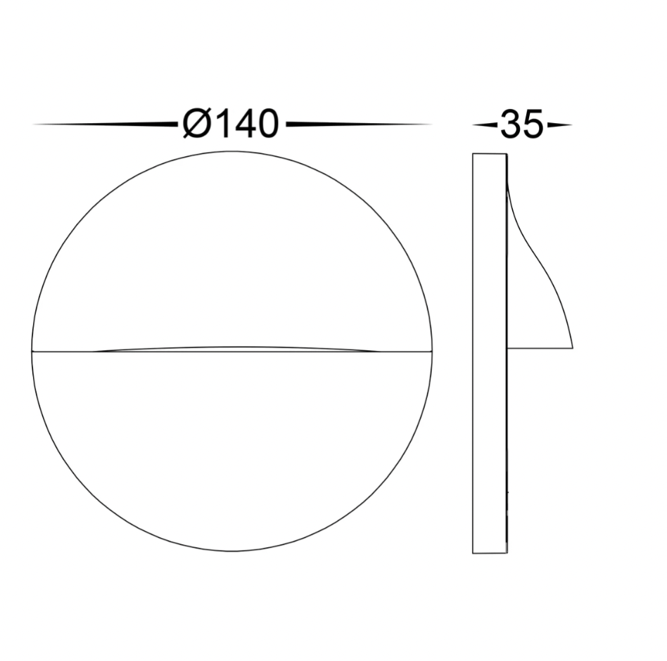 HV3227T-BLK Lisca Black 240v LED Round Wall Light - dimensions