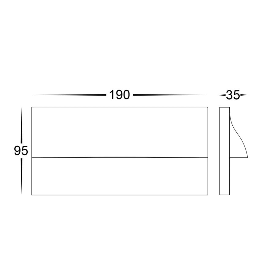 HV3229T-WHT Lisca White 240v LED  Rectangle Wall Light - dimensions 

