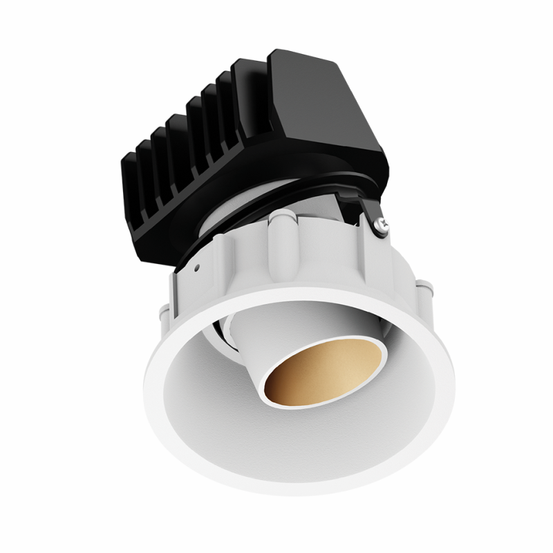 Unios Shift In 13w LED Downlight - All White, Gold Baffle