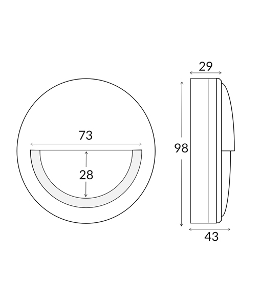 CLA STE18 Titanium Eyelid 12VDc Step Light - dimensions