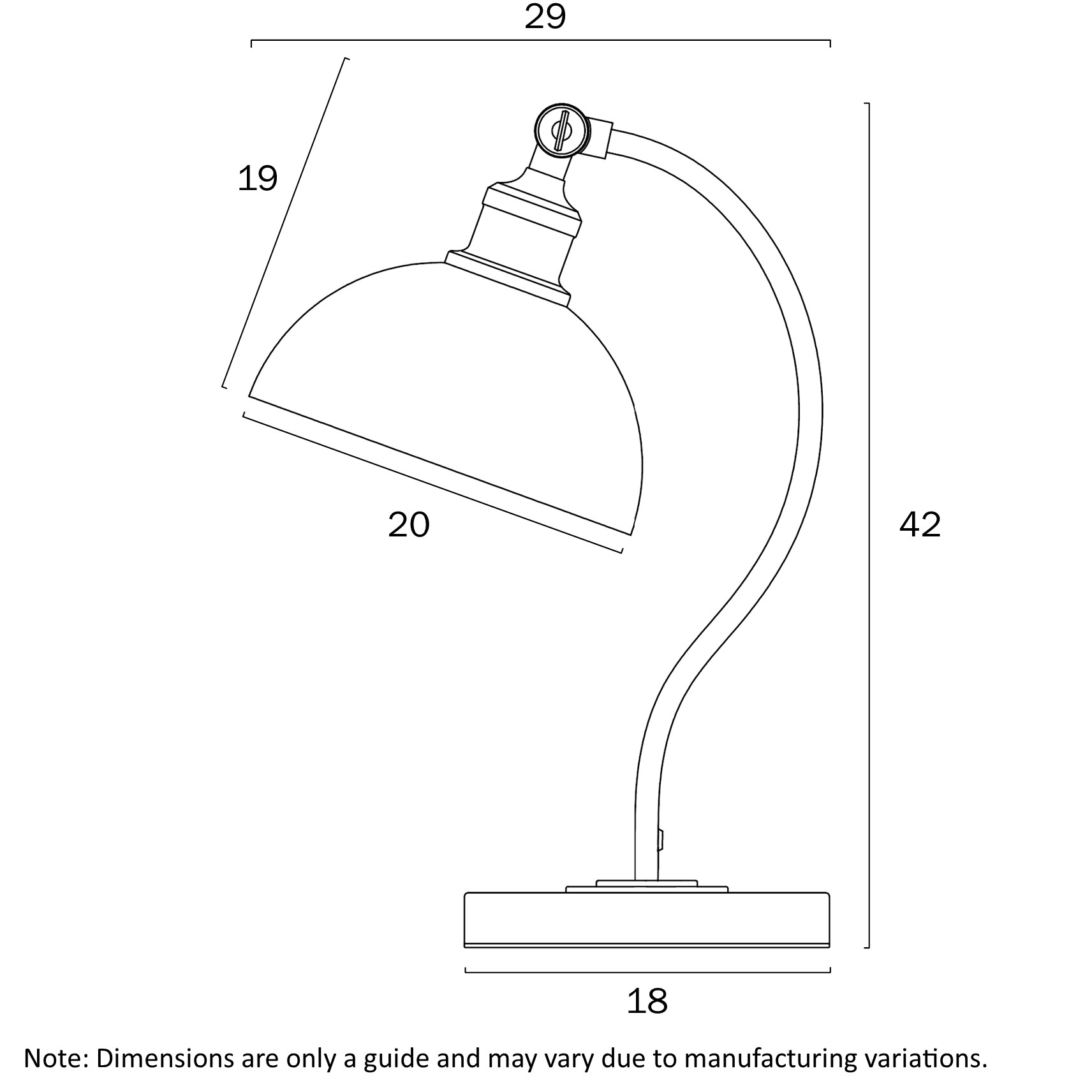 Telbix Lighting Brevik Table Lamp Dimensions
