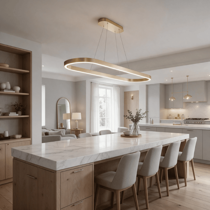 Ailia Imports Taree Oval Brushed Brass Pendant - champagne