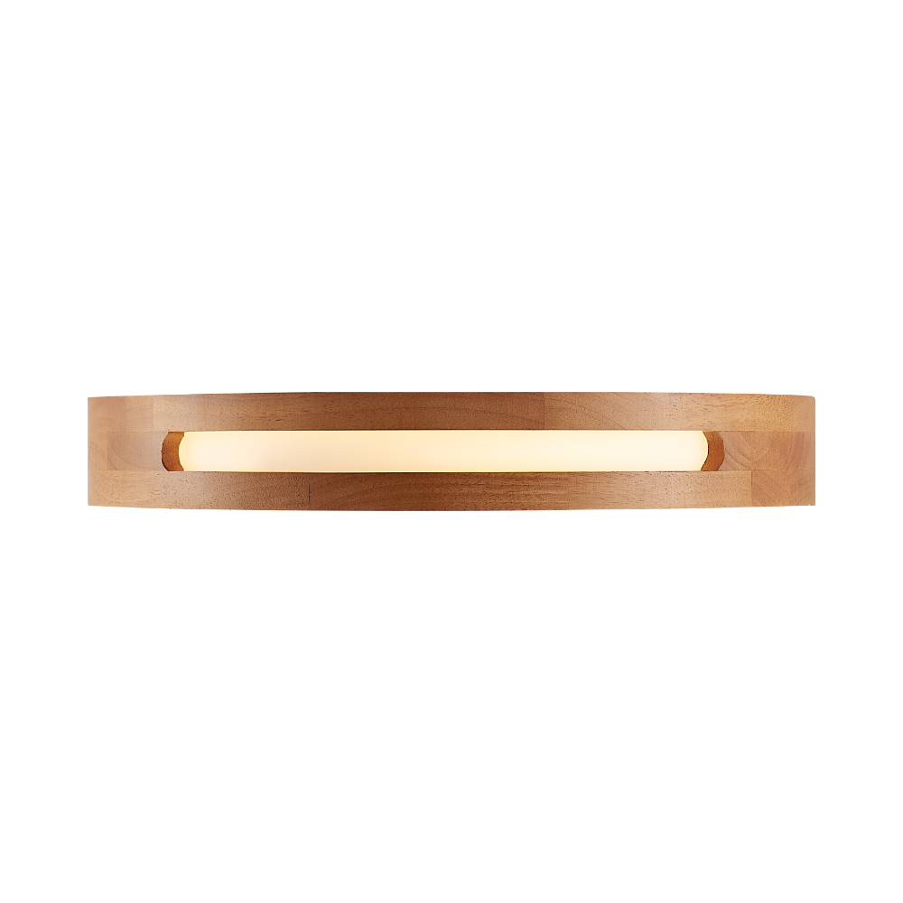 Telbix Thalia Teak Timber Round Oyster light - Side