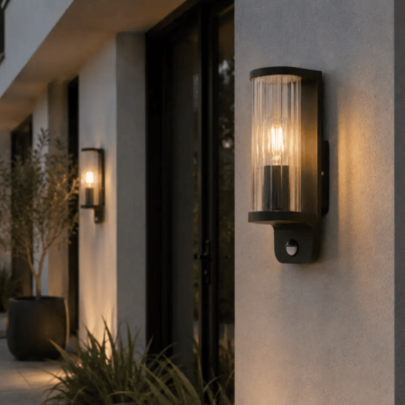 Thirlo Black Exterior Sensor Wall Light - lifestyle