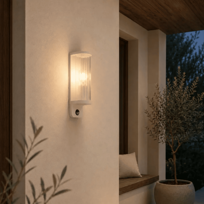 Thirlo White Exterior Sensor Wall Light - lifestyle