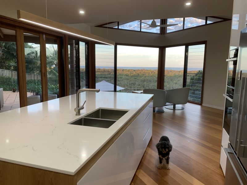 American Oak LED pendant Installed Pic