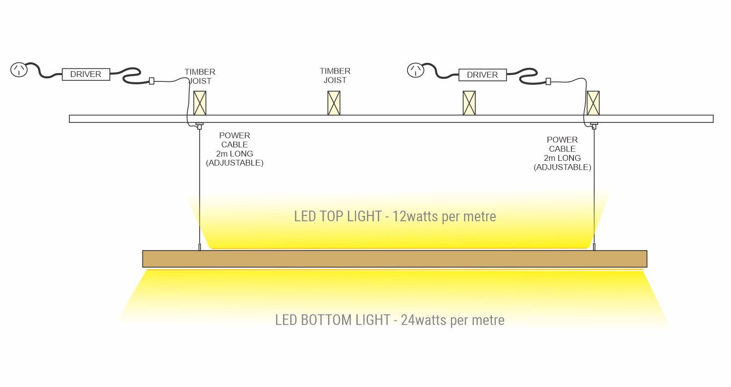 Custom Timber Pendant Top LED Light option 2