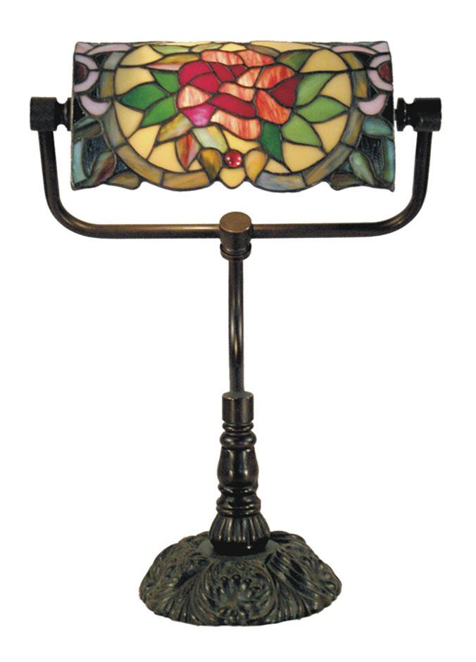 G&G Brothers TL-210A/BKKG Red Camellia Bankers Lamp