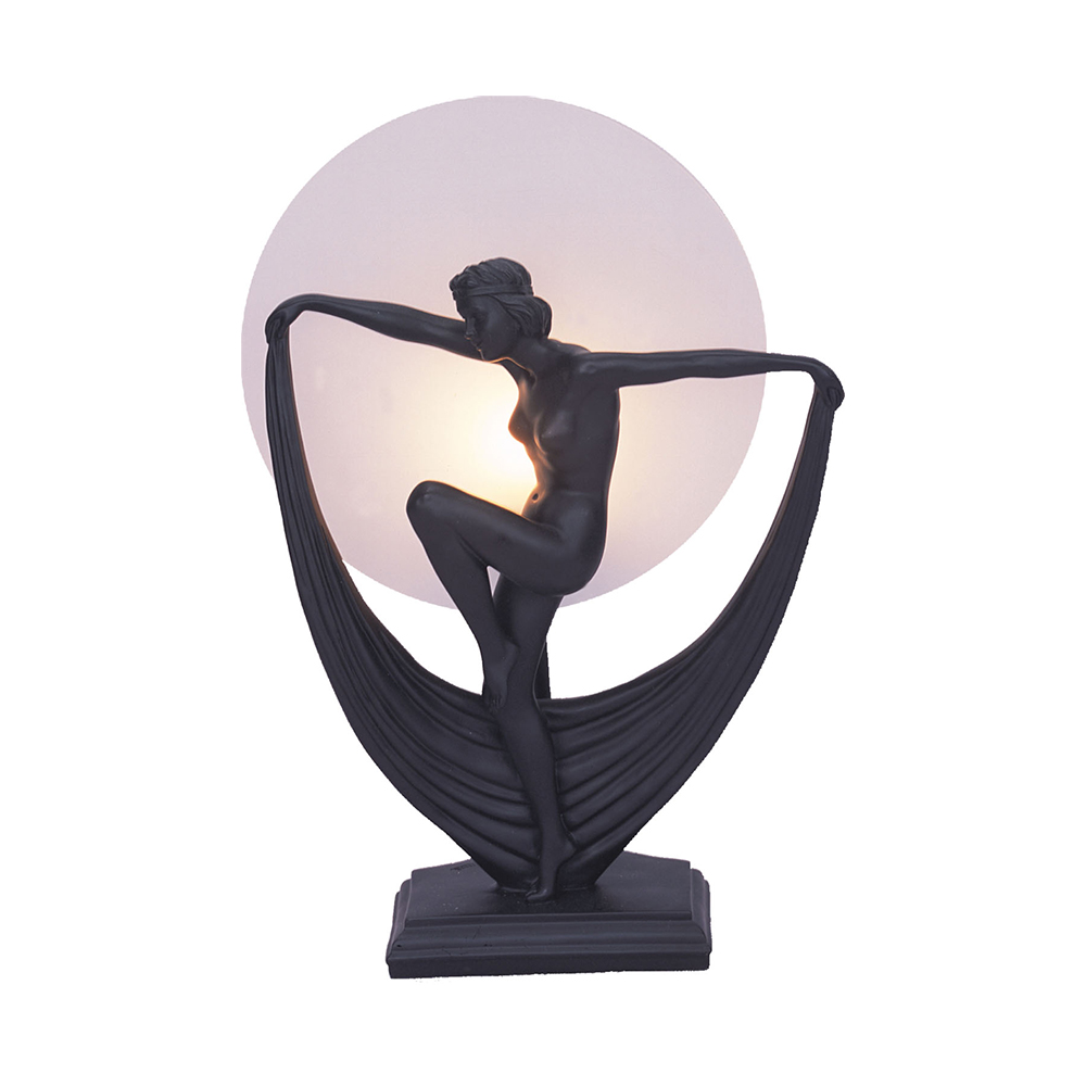 G&G Brothers TL-Z/BK Art Deco Lady Statue Table Lamp