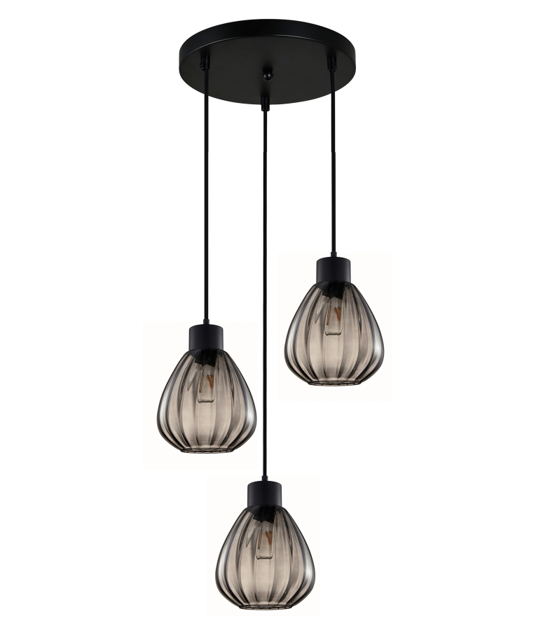 CLA Tulip2 3LT Cord drop - Smoke Glass
