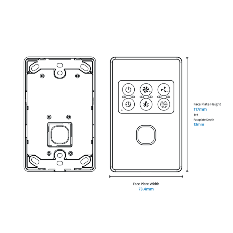 Calibo DC Wall Controller WCK-S01-WH - dimensions