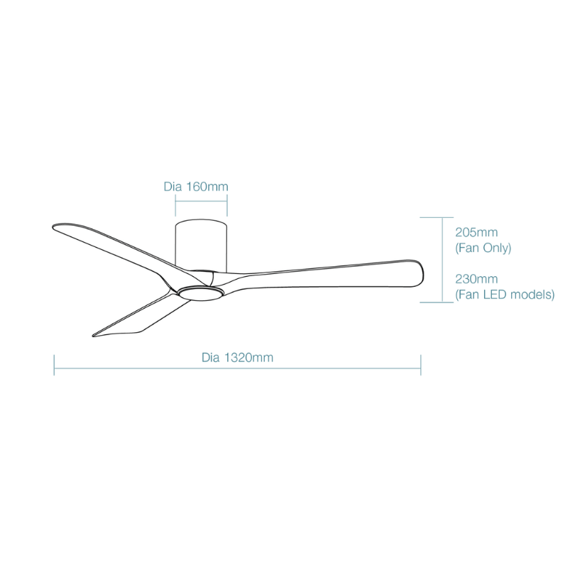 Fresno DC 52" White Smart Ceiling Fan - dimensions