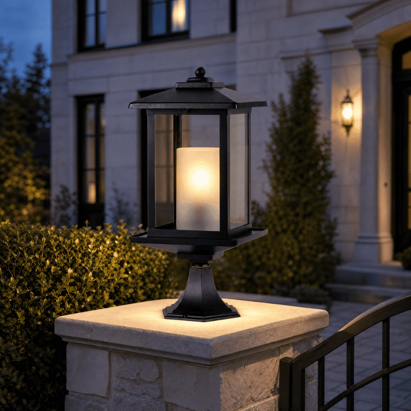 Barnet Exterior Pillar Mount - Black IP44 - E27 - lifestyle 1
