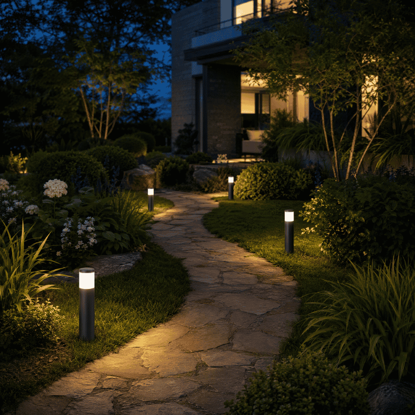 Lumenesk Peti Black Bollard Light - Full - lifestyle