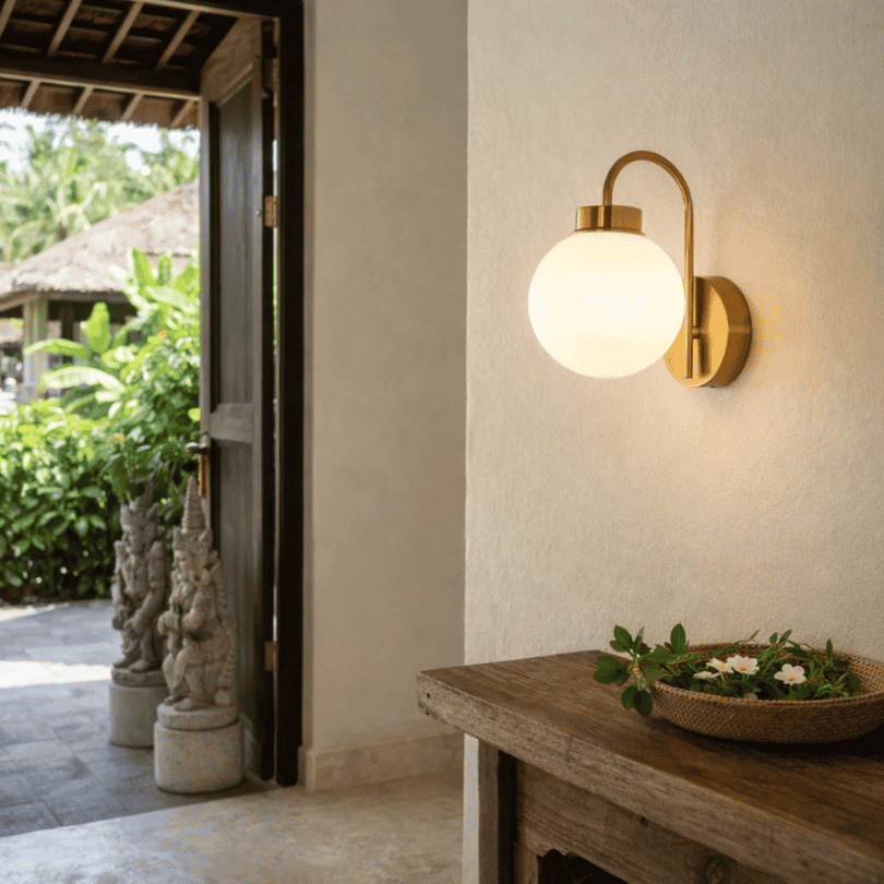 Rhea Rechargeable Wall Light - Brass Opal -lifestyle 1