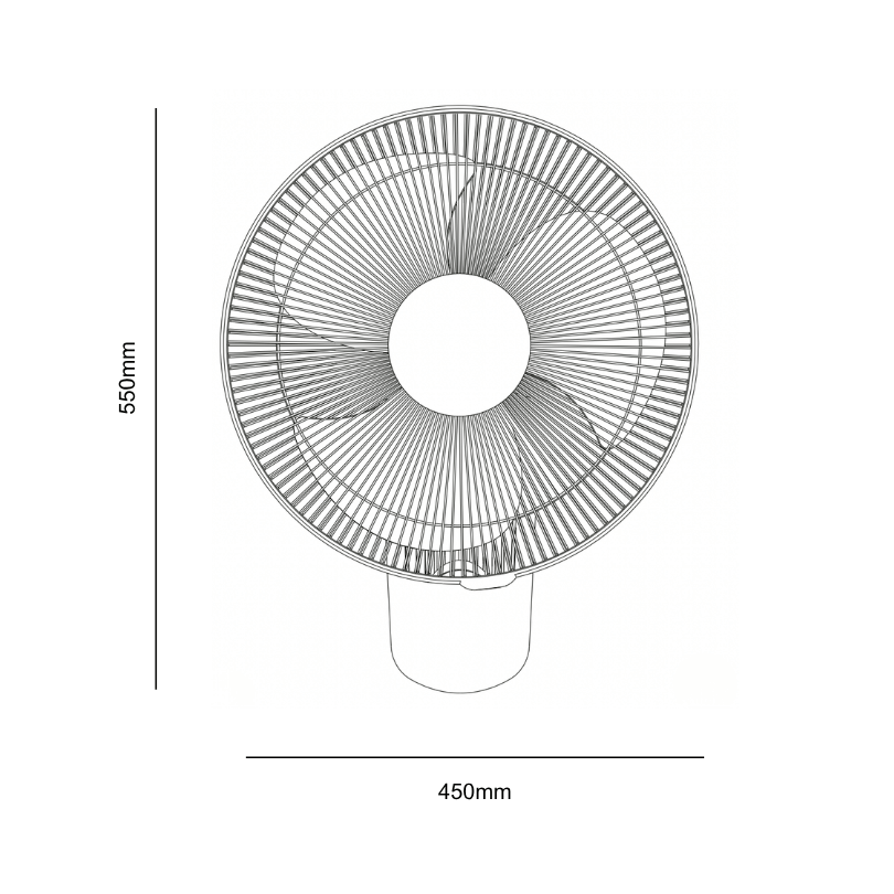 Zephyr II AC fan White includes remotes - dimensions