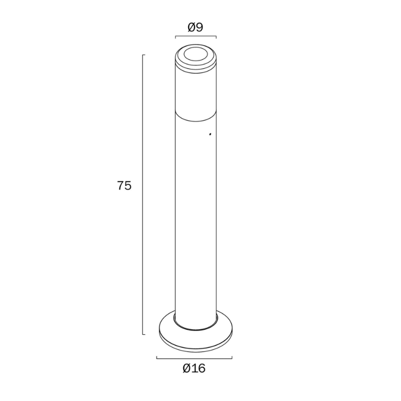 Kenra Bollard Black E27, IP65, Polycarbonate - dimensions
