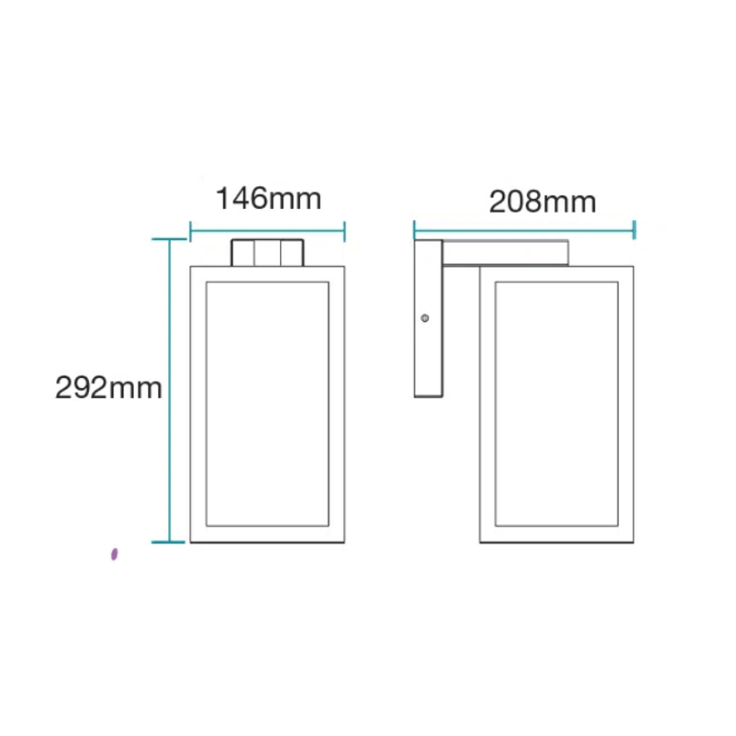 Vancouver Black Exterior Wall Mount Light MLXVE27WBM - dimensions