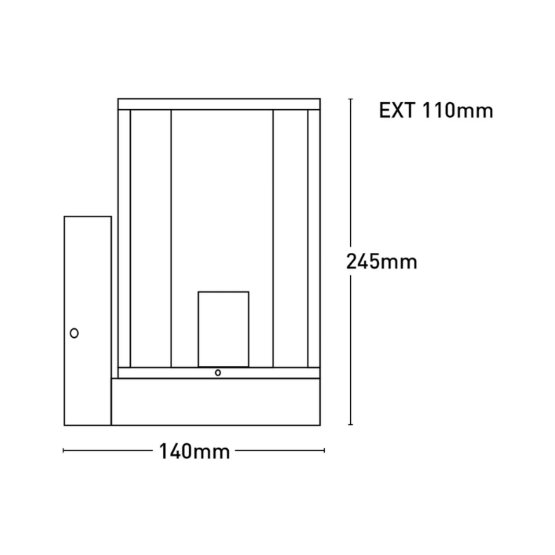 Eleanor Black Exterior Wall Light - dimensions