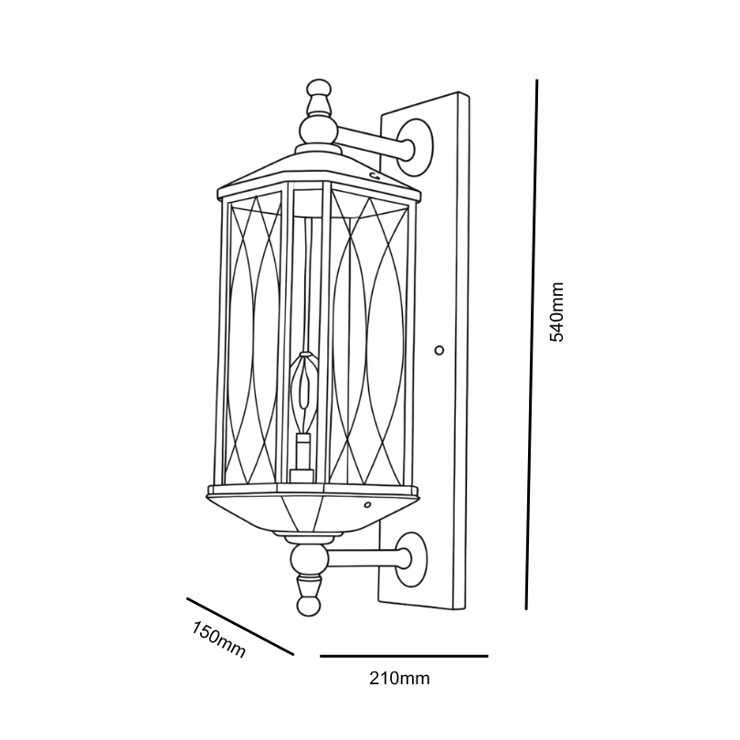 Panama Black Exterior Wall Light 0 dimensions