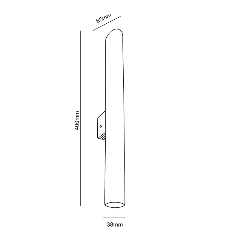 Taupo Up/ Down Wall Light - White - dimensions
