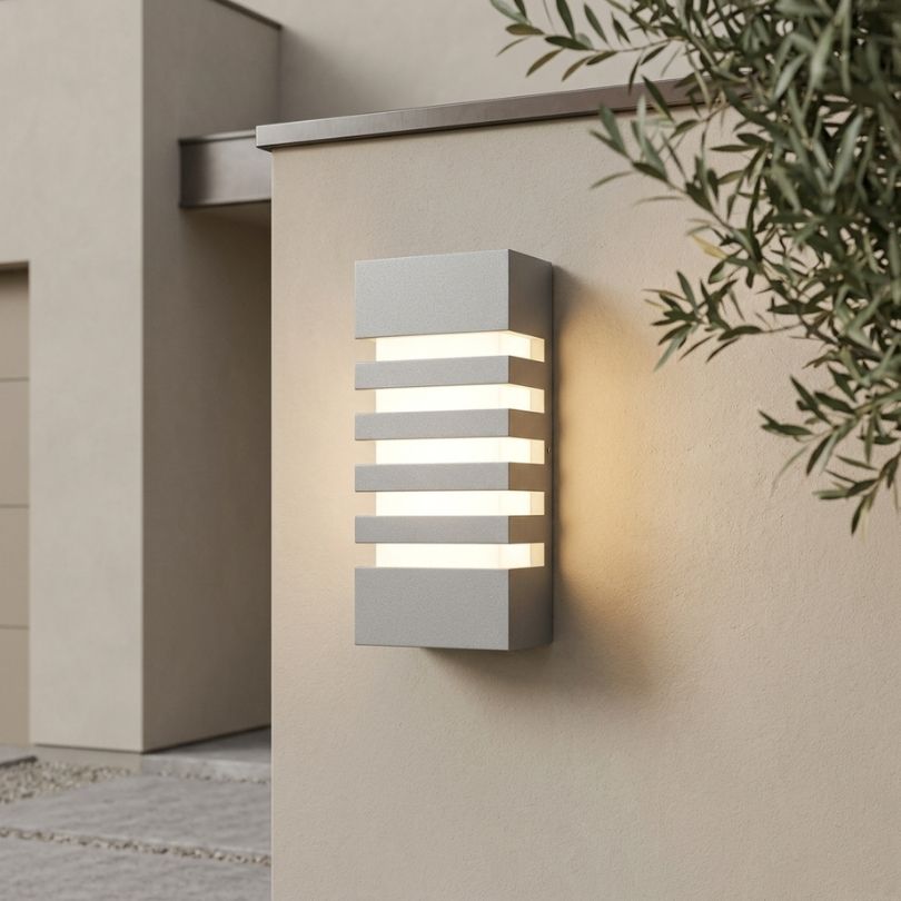 Fiorentino Lighting Sbarra Exterior Bunker Light Silver - lifestyle