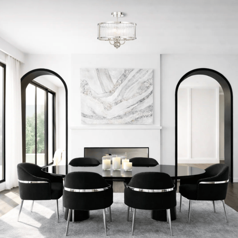Norel 4LT Pendant  Nickel - 400mm - lifestyle